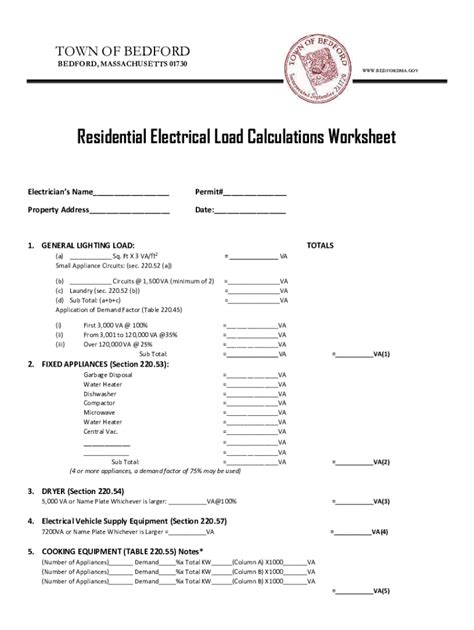 printable load calculation sheet